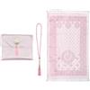 Anlising Tappeto da Preghiera Musulmano con Perline di Preghiera e Borsa in Tessuto, Tappeto da Preghiera Islamico da Viaggio, Tappeto da Preghiera, per Musulmano,Islamico,Ramadan(Rosa,110x70CM)