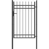 Outsunny Cancello Giardino a 2 Paletti con Maniglia, Lucchetto e 3 Chiavi, in Acciaio Zincato, 105x204 cm, Nero | Aosom Italy