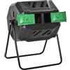 Outsunny Compostiera da Giardino Girevole a 2 Sezioni con 8 Prese d'Aria, Compostiera Domestica in Acciaio e PP, 160 L, per Compostaggio Rifiuti Organici, 71x65x96 cm, Nero | Aosom Italy
