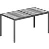 Outsunny Tavolo da Giardino 4-6 Persone con Piano Effetto Legno, in Acciaio e Plastica PSPC, 150x80x74 cm, Grigio e Nero | Aosom Italy