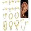 MILACOLATO 13Pezzi Piercing Orecchio Helix Donna Oro Argento Orecchini Cerchio Acciaio Inossidabile Chirurgico Piercing Cartilagine Conch Anallergici Pendenti Gioielli Set Donna-a