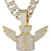 HALUKAKAH Collana Sacco di Denaro Dollaro USA in Diamante per Uomo,Placcato in Oro 18k,Pendente con Diamanti di Laboratorio,15MM Catena Cubana Diamantata 50cm,Regalo Hip-Hop per Marito,Fidanzato