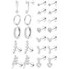 MILACOLATO 12 Paia Helix Piercing Orecchini Acciaio Chirurgico Placcati Oro 14K Set Orecchini Donna Cerchio Bottone Piccoli Anallergici Cuore CZ Cartilagine Piercing Conch Tragus-SS