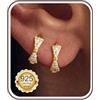 MILACOLATO Orecchini Donna Argento 925 Orecchini Cerchio Bambina Fiocco 14K Oro Placcato Anallergici Piercing Orecchio con Zirconia Cubica a Bottone Set Huggie Hoop Gioielli Donna Argento Oro-CG
