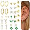 MILACOLATO 10 Paia Orecchini Donna Acciaio Chirurgico Oro Argento Set Orecchini Acciaio Inossidabile Cerchio Piccoli Cartilagine Orecchio Piercing Helix trago Ipoallergenico Multi Piercing Orecchio-BG