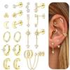MILACOLATO 10 Paia Orecchini Donna Acciaio Chirurgico Oro Argento Set Orecchini Acciaio Inossidabile Cerchio Piccoli Cartilagine Orecchio Piercing Helix trago Ipoallergenico Multi Piercing Orecchio-CG