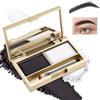 Boobeen Eyebrow - Kit per sopracciglia, 2 colori, impermeabile, per riempire le sopracciglia, colore cipria, con pennello a specchio (01# nero+bianco)