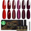 Shining She Smalto Semipermanente Unghie TPO-Free HEMA-Free, 6 Colori Cat Eye Glitter Rosso Bordeaux Rosso Smalti Semipermanenti per Unghie Soak-Off UV/LED per Principiante Nail Art Salone, 8ML