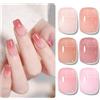 Shining She Smalto Semipermanente Unghie, 6 Colori Trasparente Jelly Cristallo Rosa Chiaro Nude Rosa Smalti Semipermanenti per Unghie Soak Off UV LED Primavera e Estate Nail Art,8ML