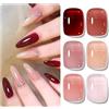 Shining She Smalto Semipermanente Unghie, 6 Colori Nude Rosa Rosso Trasparente Jelly Smalti Semipermanenti per Unghie, Autunno Inverno Smalto Gel Unghie UV LED Nail Salon per Principianti,8ML