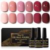 Shining She Smalto Semipermanente Unghie, 6 Colori Rosso Nude Rosa Bordeaux Smalti Semipermanenti per Unghie Soak Off UV LED Gel Unghie Nail Salon per Principianti,8ML