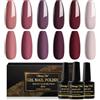 Shining She Smalto Semipermanente,6 Colori Rosso Scuro Viola Scuro Marrone Rosso Smalto Semipermanente Unghie,Serie Dark Smalti per Unghie Gel UV/LED,Autunno e Inverno Manicure Art,8ML