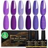 Shining She Smalto Semipermanente Unghie TPO-Free HEMA-Free, 6 Colori Serie Viola ViolaLavanda Glitter Smalti Semipermanenti per Unghie Soak-Off UV/LED per Principiante Nail Art Salone, 8ML