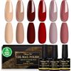 Shining She Smalti Semipermanenti per Unghie TPO-Free HEMA-Free, 6 Colori Rosso Marrone Chiaro Rossoviola Smalto Semipermanente Unghie Soak-Off UV/LED per Principiante Inverno Nail Art Salone, 8ML