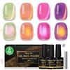 Shining She Smalto Semipermanente Unghie TPO-Free HEMA-Free, 4 Colori Pastello Verde Arancione Rosa Viola Vetro Jelly Cat Eye Gel Polish Soak-Off UV/LED Semipermanenti Primavera Nail Art Salone,8ML