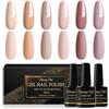 Shining She Smalto Semipermanente Unghie Nude,6 Colori Nude Beige Champagne Smalti Semipermanenti per Unghie Soak-Off UV Smalto Unghie per Principianti Nail Art DIY,8ml