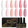 Shining She Smalto Semipermanente Unghie,6 Colori Bianco Rosa Chiaro Beige Rosa Brillante Smalto Semipermanente Soak Off UV Smalto Unghie per Principianti Nail Art DIY,8ML