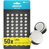 ABSINA 50x Pile LR44 AG13 - Batterie LR44 da 1,5 V a prova di perdite e longevoli - LR1154 / L1154 / L1154F / G13 / G13A / 13GA / 157 / V13GA / PX76A / RW82 - LR44 batteria a bottone, batteria LR44