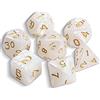 QMAY Set di dadi poliedrici DND - 7 pezzi per Dungeon and Dragons MTG RPG D&D D20, D12, D10, D%, D8, D6, D4 (bianco avorio)