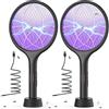 YISSVIC Racchetta Zanzare Elettrica 2PCS 4000V 1500mAh con USB Ricaricabile | 2 in 1 con LED, Protezione Maglia a 3 Strati, Adatto per Casa Giardino Campeggio, Interni ed Esterni, Nero
