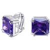Bling Jewelry Tradizionale Classico Grande Dichiarazione 5 CT Piazza Taglio Principessa Simulazione Ametista Viola AAA CZ Solitario Clip On Stud Orecchini Per Donne Argento Placcato Non Forced 12Mm