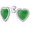 Bling Jewelry Orecchini A Perno A Forma Di Cuore Con Pietre Preziose Romantiche: Donne Adolescenti Argento Sterling .925 Giada Verde Incastonata A Ghiera Per La Fidanzata