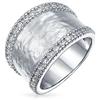 Bling Jewelry Anello Largo Con Finitura Opaca Martellata Spazzolata Affermazione Di Moda Con Accenti In CZ Di Stile Moderno Personalizzato Per Donne In Ottone Placcato Argento Personalizzabile