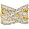 Bling Jewelry Personalizza Pavé AAA CZ Crossover Criss Cross Costume Finto Impilabile Ampio Anello Statement Cocktail a 4 File Baguette Multi Banda per Donne Placcato in Oro 14K Personalizzabile