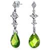 Bling Jewelry Orecchini a lampadario in argento sterling con zirconi cubici CZ a forma di goccia sfaccettata verde oliva.