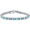 Bling Jewelry Londra Blu Bianco Alternato Simulato Topazio Blu Rotondo Zirconia 12,00 Ct 4 Prong Basket Set Solitario Aaa Cz Bracciale Da Tennis Per Le Donne Prom Sposa Placcato Argento 7,5 Pollici