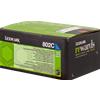 Lexmark 802C cartuccia toner 1 pz Originale Ciano