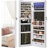 SONGMICS Armadietto Portagioielli da Parete con Specchio Senza Cornice, Organizzatore per Gioielli con 6 Luci a LED da Porta o Muro, Grande CapacitÀ con 2 Cassetti, Bianco JJC99WT
