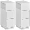 VASAGLE KAILYN Collezione Comodini Stretti con 2 Cassetti, Set di 2, Bianco