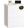 VASAGLE Comodino, Montaggio Rapido Senza Attrezzi Toolless, Tavolino da Letto con 3 Cassetti, Moderno, per Camera da Letto e Soggiorno, Bianco Opaco e Beige Cappuccino LET778W01