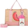 Fritzi aus Preussen Fritzi x Frida Kahlo Tote Bag Limited Canvas borsa shopper donna grande canvas borsa a spalla capiente con cerniera borsa a mano lavoro shopping 29,5 x 40 x 14 cm - Rosa, Turchese, Beige, Viola, Verde