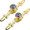 BOZONLI 2 Pezzi Pomelli di Cristallo 30mm Maniglie a Forma Diamanti Trasparente Maniglie per Mobili Porte Armadietti Cassetti e Guardaroba (Dorato Base 170mm)
