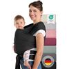 Laleni Fascia Neonato fino a 15kg in Morbido Cotone - Fascia Porta Bebe dalla nascita - Fascia Neonato Porta Bebe Certificata OEKO-TEX - Fascia Bebe Lunga 5,10m - Fascia Elastica Neonato Nero