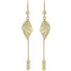 Carissima Orecchini a Goccia con Foglia e Catena Taglio Diamante da 8.5mm x 60mm in Oro Giallo 9 ct da Donna