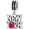 Bling Jewelry Red Big Apple Travel Vacation Tourism Saying I Love New York Pendenti Goccia Charm Bead Per Donne Per Adolescente Smalto .925 Argento Adatto A Bracciale Europeo