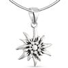 Vinani Ciondolo a Forma di Stella Alpina opacizzata ossidata con Catena a Serpente in Argento Sterling 925 Catena Italia AEW-S, Argento Sterling
