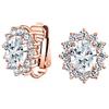 Bling Jewelry Moda Formale Holiday Party Bridal Oval Clear Cubic Zirconia Halo Crown AAA CZ Stud Clip On Earrings Per Donne Matrimonio Non Pierced Ear Rose Gold Plated