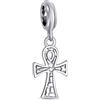 Bling Jewelry Chiave Religiosa Della Vita Egiziana Ankh Croce Pendenti Goccia Per Donne Adolescenti Ossidato .925 Argento Adatto A Bracciale Europeo