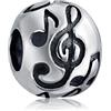 Bling Jewelry Ciondolo Per Nota Musicale In Chiave Musicista G Per Braccialetto .925 Sterling Silver