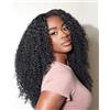 YAYAHAIR Half Wig Human Hair Kinky Curly 3 In 1 Glueless Seamless Flip Over 26 Inch | 180 Density Wear and Go Glueless Wig Human Hair Invisible Hairline Headband Wig for Women Beginner Friendly Natural Black