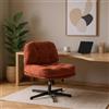 MEUBLE COSY Sedia da Ufficio Girevole Regolabile in Altezza Poltrona da Scrivania Seduta in Velluto a Coste per Studio, Funzione di Inclinazione Libera, Rosso