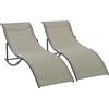 Outsunny Set 2 Sdraio da Giardino Pieghevoli, Lettino Prendisole in Alluminio e Textilene, 61x165x63cm