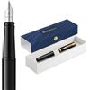 Waterman Impression Penna Stilografica | Punta Fine con Ricarica di Inchiostro Blu | Lacca Nera con Rifiniture Placcate in Oro | Confezione regalo