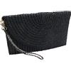 Comma Borsa Donna Taglia Unica Clutch In Paglia Con Chiusura A Bottone Nera