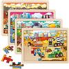 SYNARRY Puzzle Escavatore Trattore a partire da 3 4 5 6 7 8 anni, 4 × 24 pezzi per bambini, puzzle in legno, veicoli prescolari, giocattoli educativi, regali per bambini per ragazzi e ragazze (veicoli