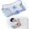 NK Cuscino cervicale per collo - Schiuma 50D con memoria, design ergonomico per dormire meglio e alleviare mal di testa/collo/spalla, rilassamento e sollievo dallo stress, 60 x 34 x 13 cm - blu/bianco